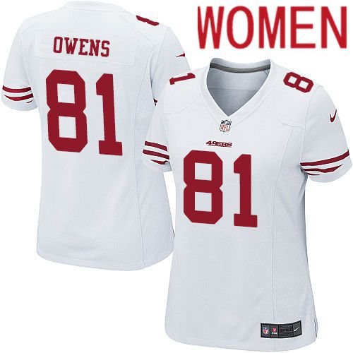 Women San Francisco 49ers #81 Terrell Owens Nike White Team Color Game NFL Jersey->women nfl jersey->Women Jersey